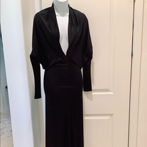Sexy long dress plunge neckline 2 in 1 reversible